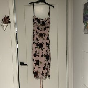 House of CB Azura Pink Devore Midi Dress